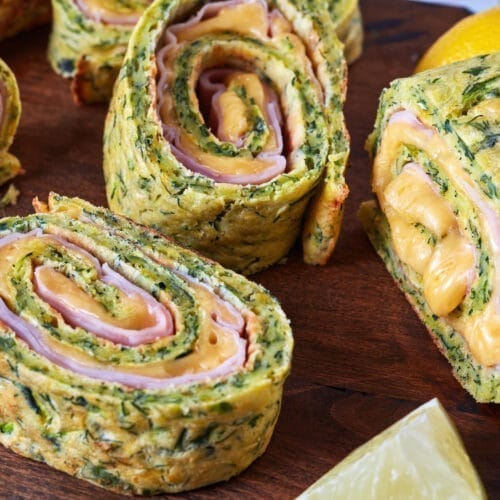 Zucchini Roll with Cheese and Ham