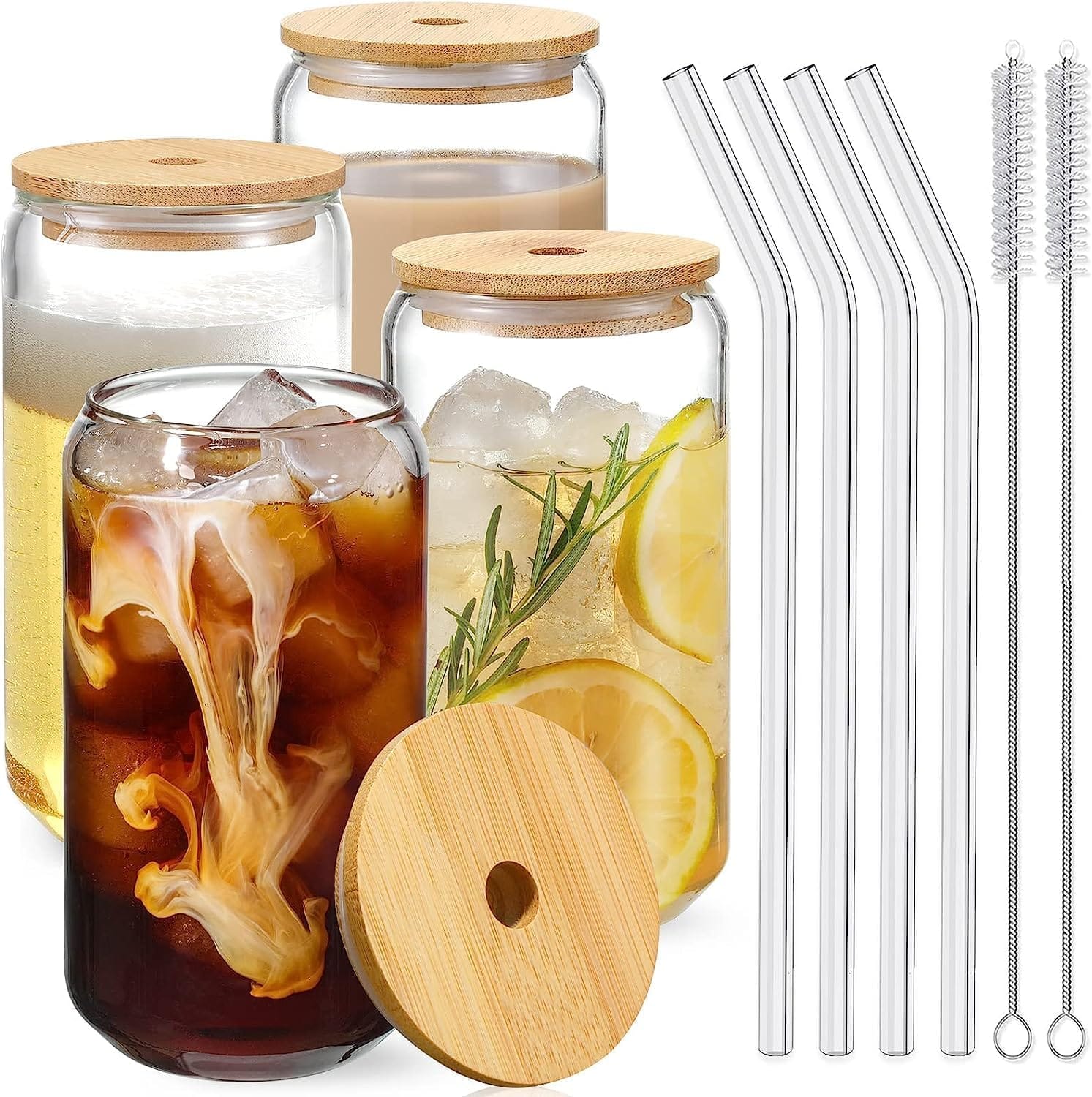 Drinking Glasses with Bamboo Lids